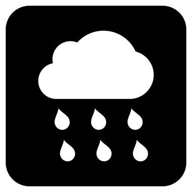 Yağmur bulutu düz kare vektör simgesi