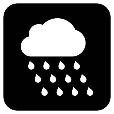 Yağmur bulutu düz kare vektör simgesi