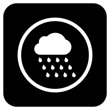 Yağmur bulutu düz kare vektör simgesi