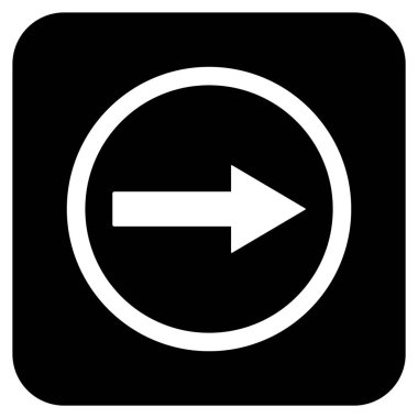 Sağ ok düz kare vektör simgesi yuvarlak