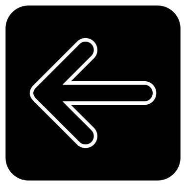 Ok sol düz kare vektör simgesi yuvarlak