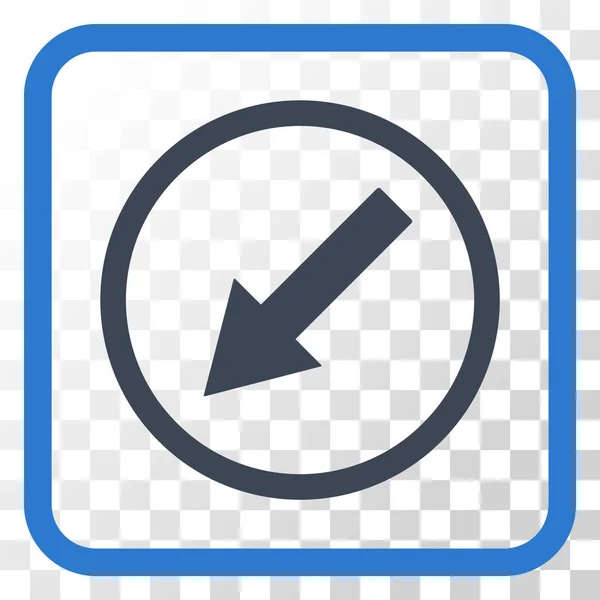 Icono de vector de flecha redondeada hacia abajo-izquierda en un marco — Vector de stock