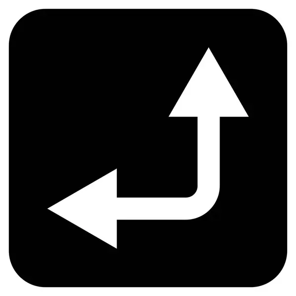 Bifurcation Arrow Left Up Flat Squared Vector Icon — Stock Vector