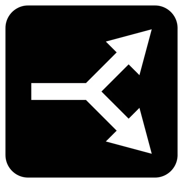 Bifurcación Flecha derecha plana cuadrada Vector icono — Archivo Imágenes Vectoriales