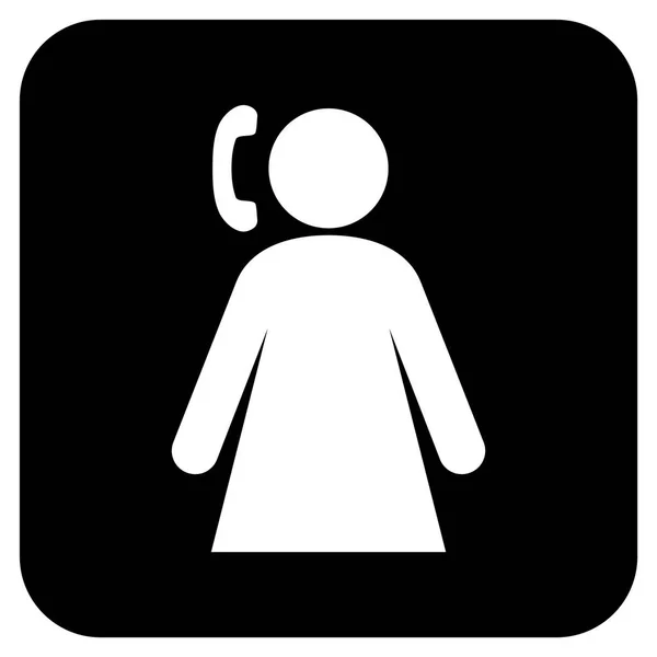Mujer que llama plana cuadrada Vector icono — Archivo Imágenes Vectoriales