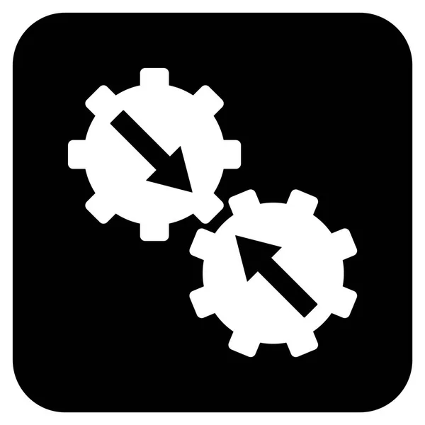 Icono de vector cuadrado plano de integración de engranajes — Vector de stock