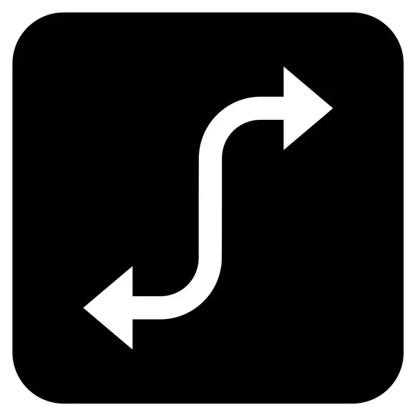 Icona vettoriale quadrata piatta a freccia curva opposta — Vettoriale Stock