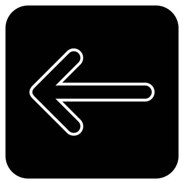 Ok sol düz kare vektör simgesi yuvarlak