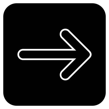 Yuvarlak ok sağ düz vektör simgesi kare