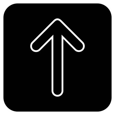 Düz yukarı yönlü ok vektör simgesi kare