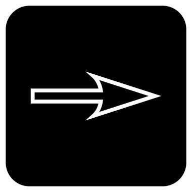 Keskin ok sağ düz vektör simgesi kare