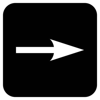 Keskin ok sağ düz vektör simgesi kare