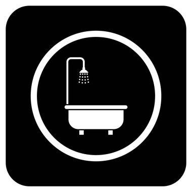 Duş banyo düz kare vektör simgesi