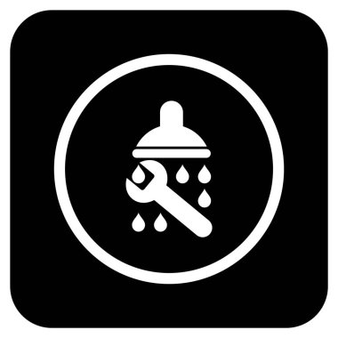 Duş sıhhi tesisat düz kare vektör simgesi