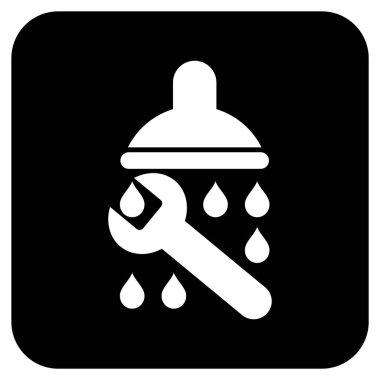 Duş sıhhi tesisat düz kare vektör simgesi