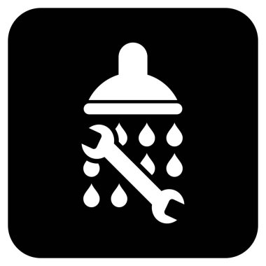 Duş sıhhi tesisat düz kare vektör simgesi