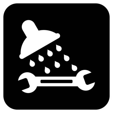 Duş sıhhi tesisat düz kare vektör simgesi