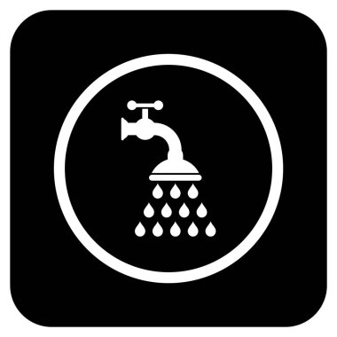 Duş musluk düz kare vektör simgesi