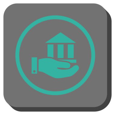 Banka hizmet yuvarlak kare vektör simgesi