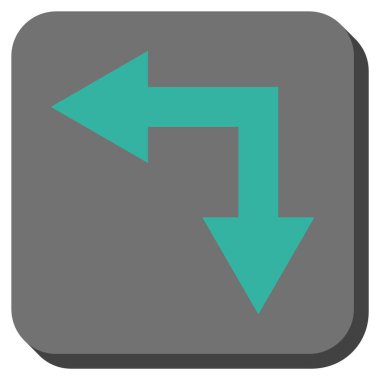 Bifurkasyon ok sol aşağı kare vektör simge yuvarlak