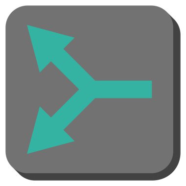 Bifurkasyon ok sol yuvarlak kare vektör simgesi