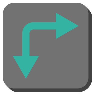 Şu yuvarlak kare vektör simgesi aşağı çatallanma ok