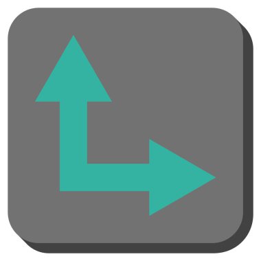 Bifurkasyon ok sağa yukarı yuvarlak kare vektör simgesi