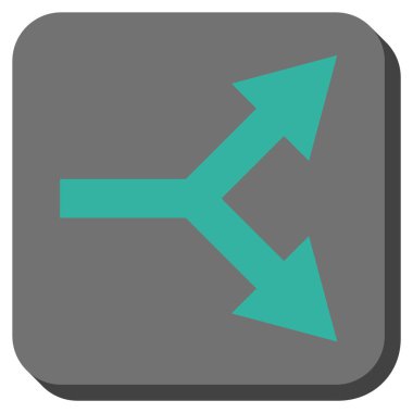 Bifurkasyon ok sağ yuvarlak kare vektör simgesi