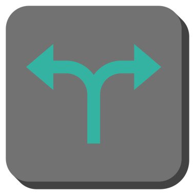 Bifurkasyon oklar sola doğru kare vektör simge yuvarlak