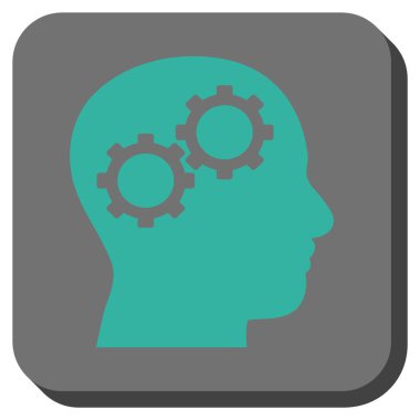 Beyin Gears yuvarlak kare vektör simgesi