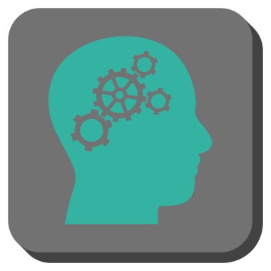 Beyin Gears yuvarlak kare vektör simgesi