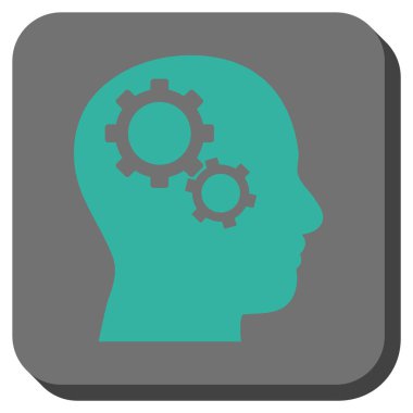 Beyin Gears yuvarlak kare vektör simgesi