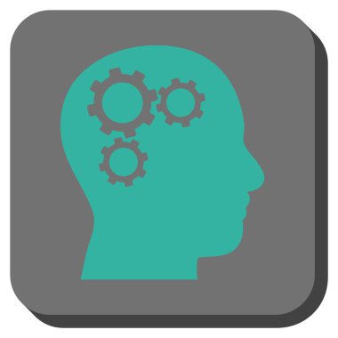 Beyin Gears yuvarlak kare vektör simgesi