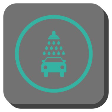 Araba duş yuvarlak kare vektör simgesi