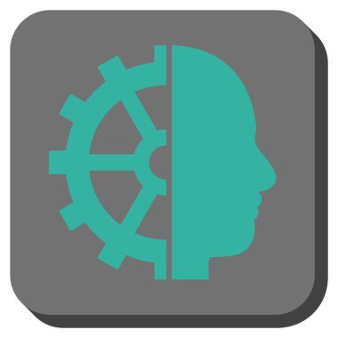 Cyborg dişli yuvarlak kare vektör simgesi