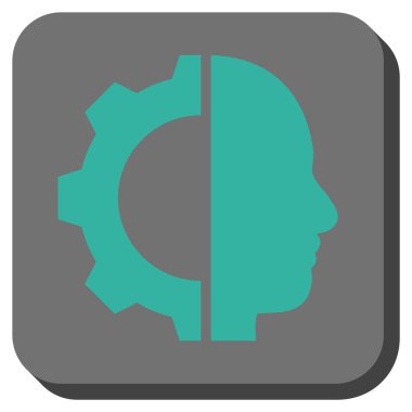 Cyborg dişli yuvarlak kare vektör simgesi