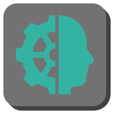 Cyborg dişli yuvarlak kare vektör simgesi