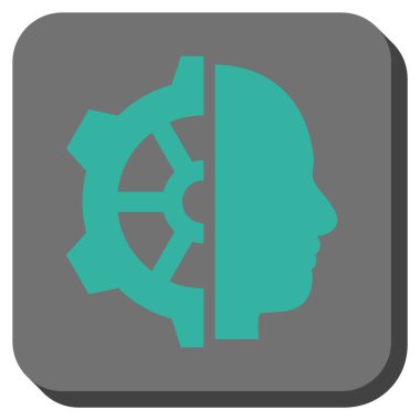 Cyborg dişli yuvarlak kare vektör simgesi