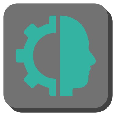 Cyborg dişli yuvarlak kare vektör simgesi