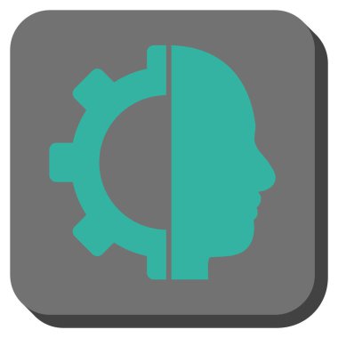 Cyborg dişli yuvarlak kare vektör simgesi