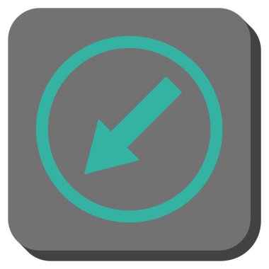 Yuvarlak aşağı sol ok yuvarlak kare vektör simgesi