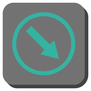 Aşağı doğru yuvarlak ok yuvarlatılmış kare vektör simgesi