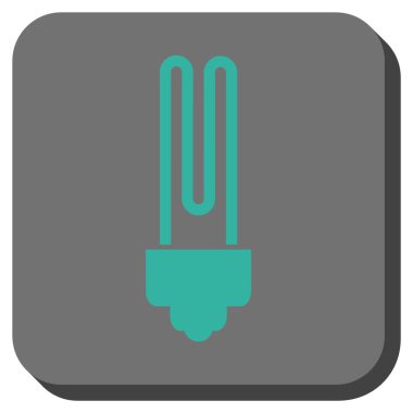 Floresan ampul yuvarlak kare vektör simgesi