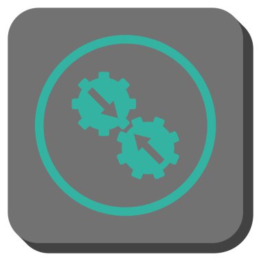 Dişli Tümleştirme yuvarlak kare vektör simgesi