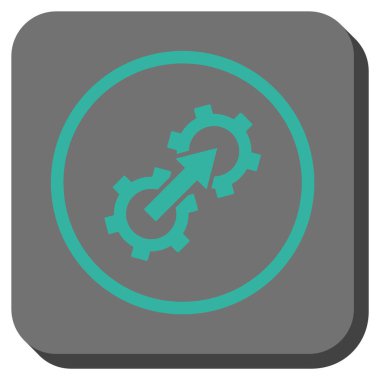 Dişli Tümleştirme yuvarlak kare vektör simgesi