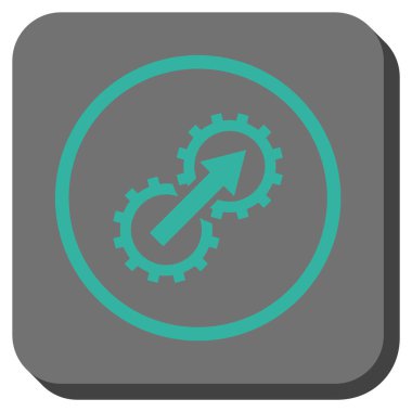 Dişli Tümleştirme yuvarlak kare vektör simgesi