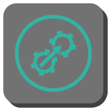 Dişli Tümleştirme yuvarlak kare vektör simgesi