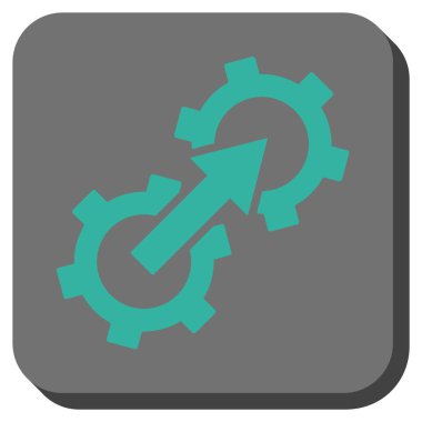 Dişli Tümleştirme yuvarlak kare vektör simgesi