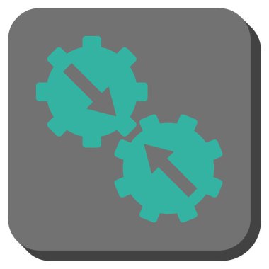 Dişli Tümleştirme yuvarlak kare vektör simgesi