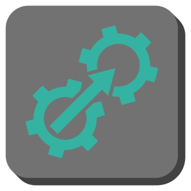 Dişli Tümleştirme yuvarlak kare vektör simgesi